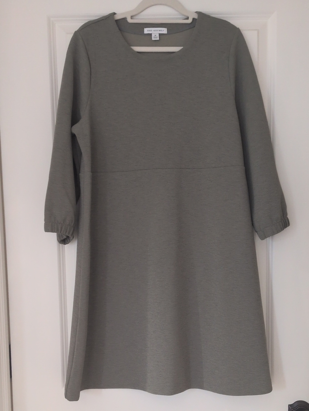 Free Assembly Womens Olive Green Mini Dress - 3/4 Sleeve A-Line